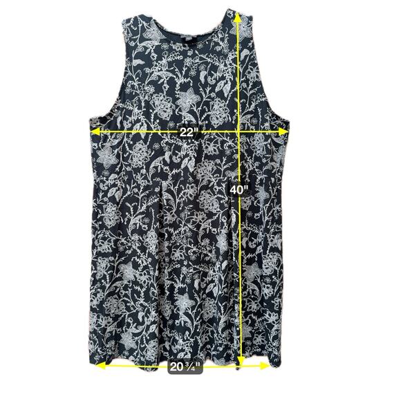 J. Jill Wearever Collection Black & White Floral Print Shift Dress XL Sleeveless - Picture 6 of 7